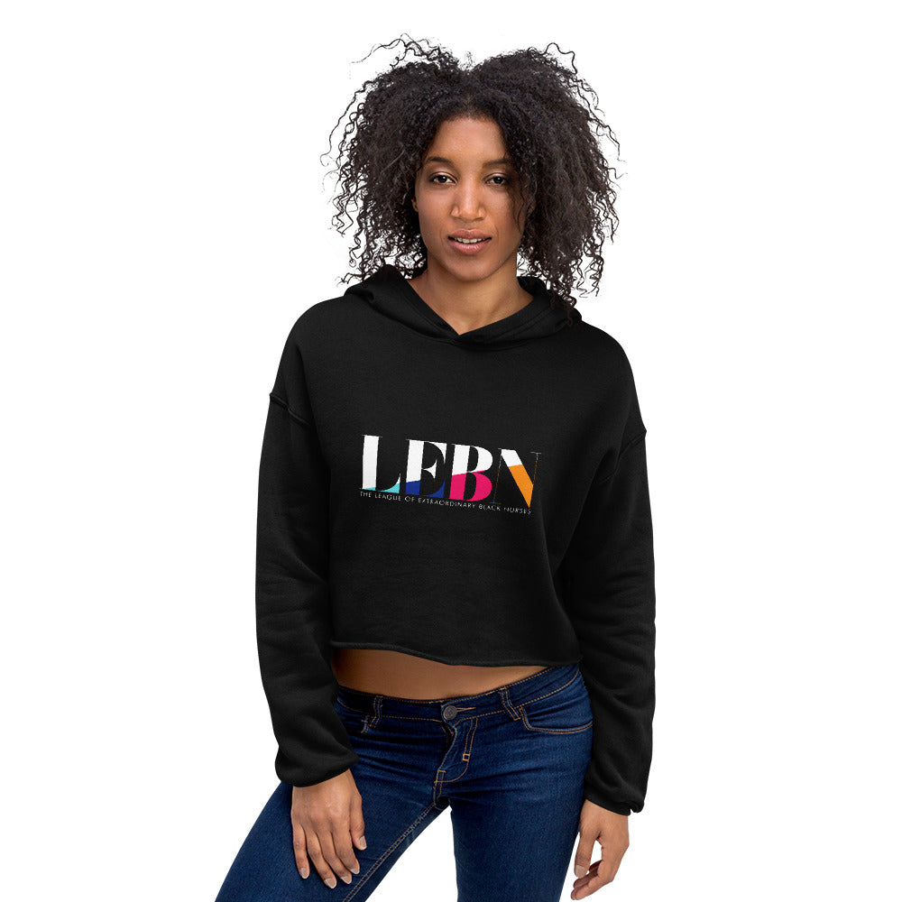 LEBN (color) Full Logo Crop Hoodie